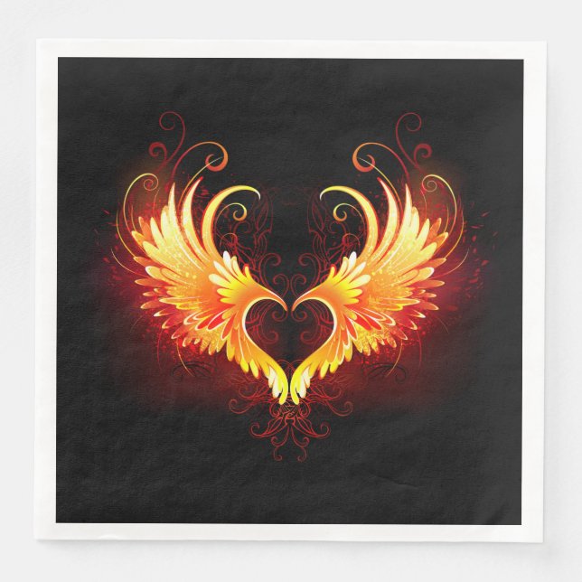 Angel Fire Heart with Wings Paper Dinner Napkins (Front)