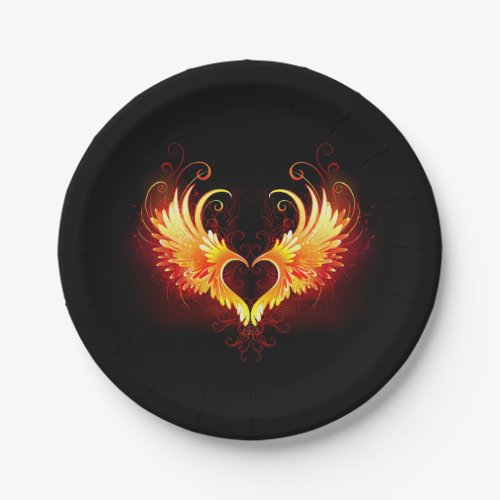 Angel Fire Heart with Wings Paper Plates
