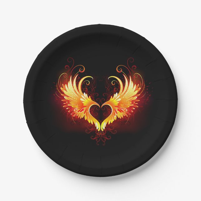 Angel Fire Heart with Wings Paper Plates (Front)
