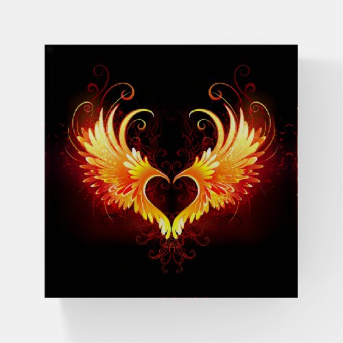 Angel Fire Heart with Wings Paperweight