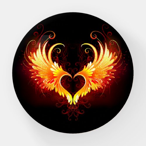 Angel Fire Heart with Wings Paperweight