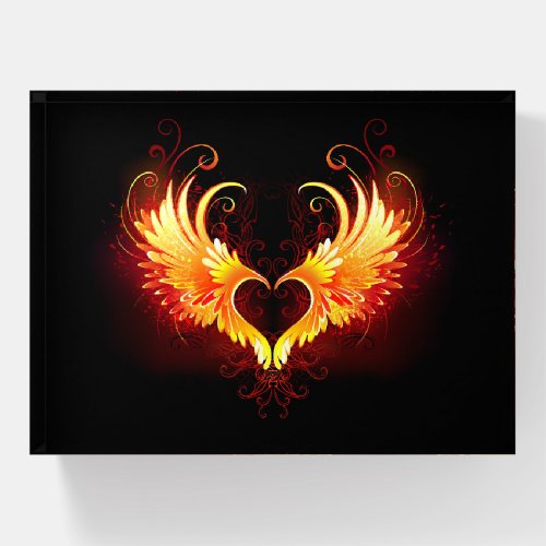 Angel Fire Heart with Wings Paperweight
