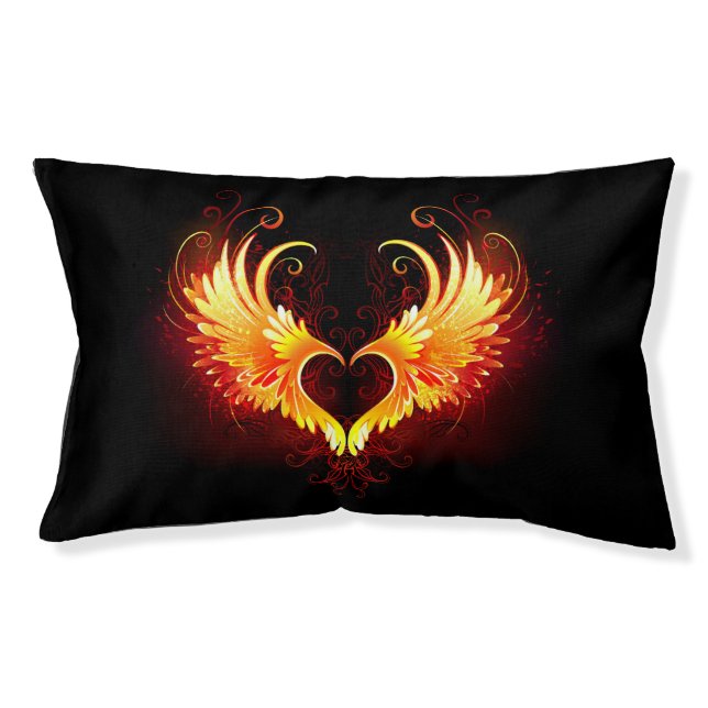 Angel Fire Heart with Wings Pet Bed (Front)