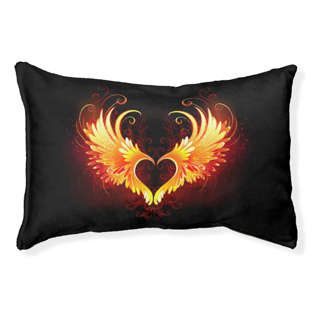 Angel Fire Heart with Wings Pet Bed (Front)