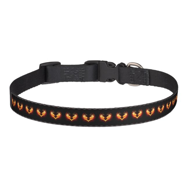 Angel Fire Heart with Wings Pet Collar (Front)