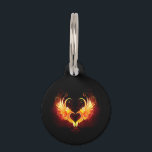 Angel Fire Heart with Wings Pet ID Tag<br><div class="desc">Angel fire heart with flaming wings on black background.</div>