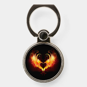 Angel Fire Heart with Wings Phone Ring Stand