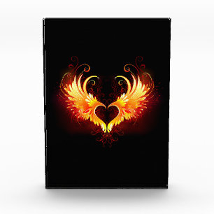 Angel Fire Heart with Wings Photo Block
