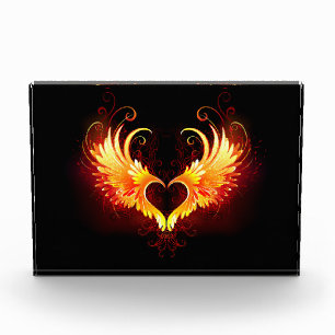 Angel Fire Heart with Wings Photo Block
