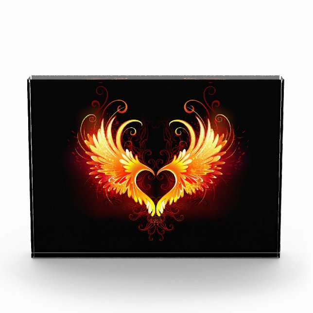 Angel Fire Heart with Wings Photo Block (Front)