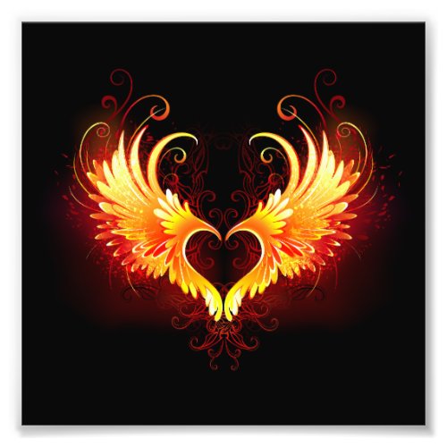 Angel Fire Heart with Wings Photo Print