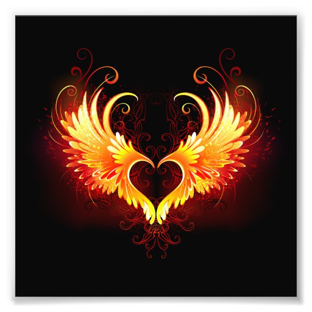 Angel Fire Heart with Wings Photo Print (Front)