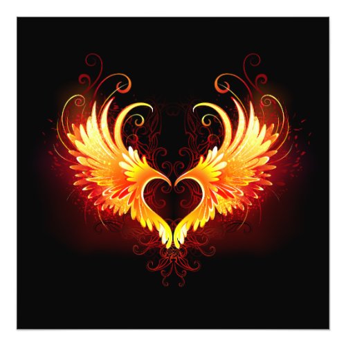 Angel Fire Heart with Wings Photo Print