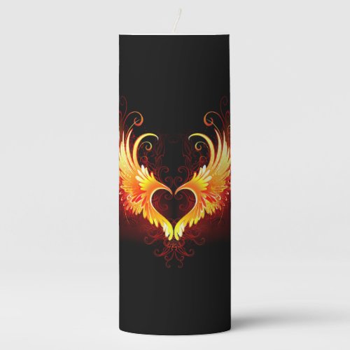 Angel Fire Heart with Wings Pillar Candle