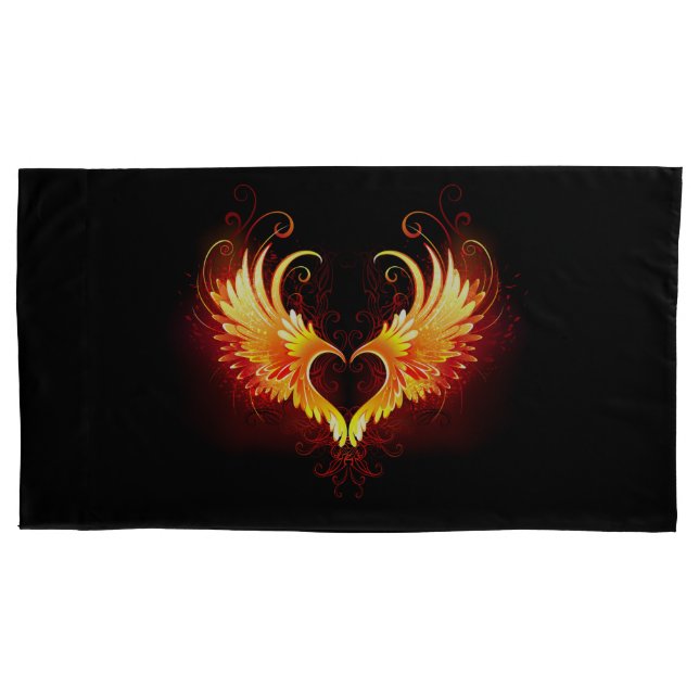 Angel Fire Heart with Wings Pillow Case (Front)