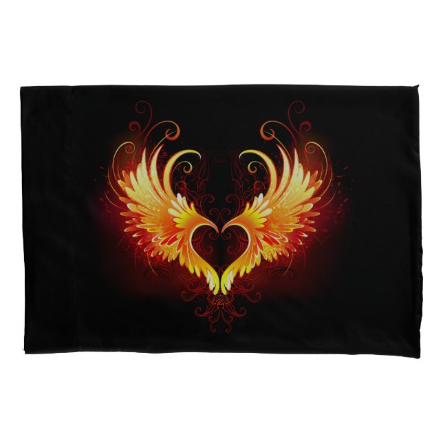 Angel Fire Heart with Wings Pillow Case (Front)