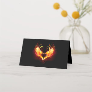 Angel Fire Heart with Wings Place Card