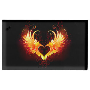 Angel Fire Heart with Wings Place Card Holder