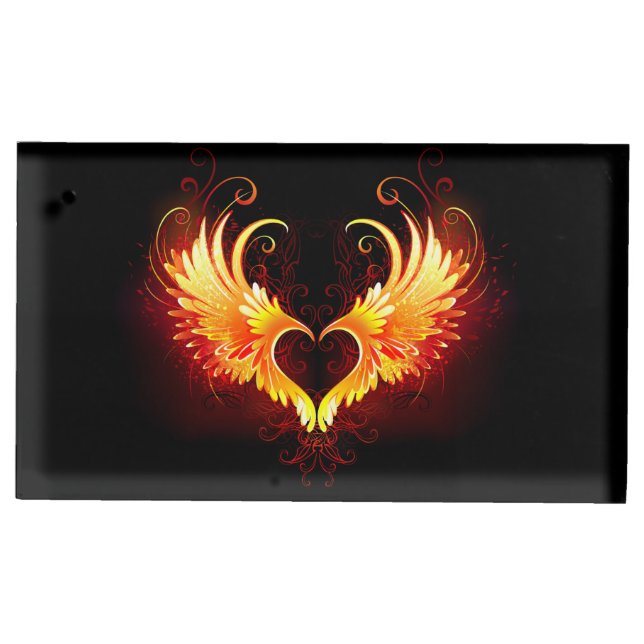 Angel Fire Heart with Wings Place Card Holder (Front)