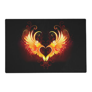 Angel Fire Heart with Wings Placemat