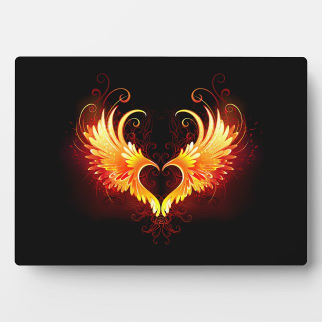 Angel Fire Heart with Wings Plaque (Front)