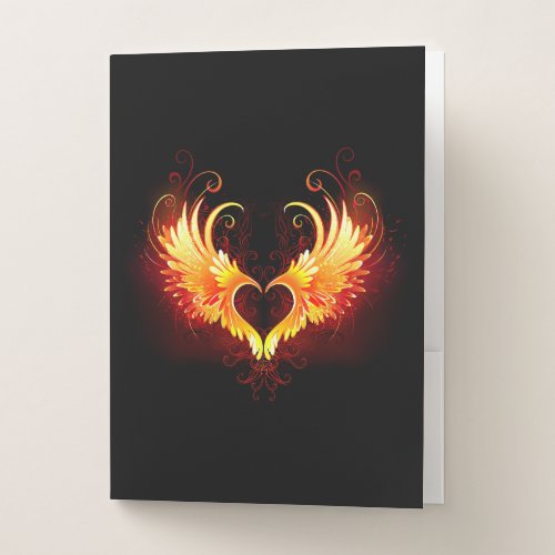 Angel Fire Heart with Wings Pocket Folder