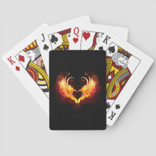 Angel Fire Heart with Wings Poker Cards