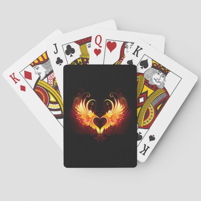 Angel Fire Heart with Wings Poker Cards (Back)
