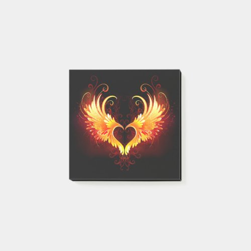 Angel Fire Heart with Wings Post_it Notes
