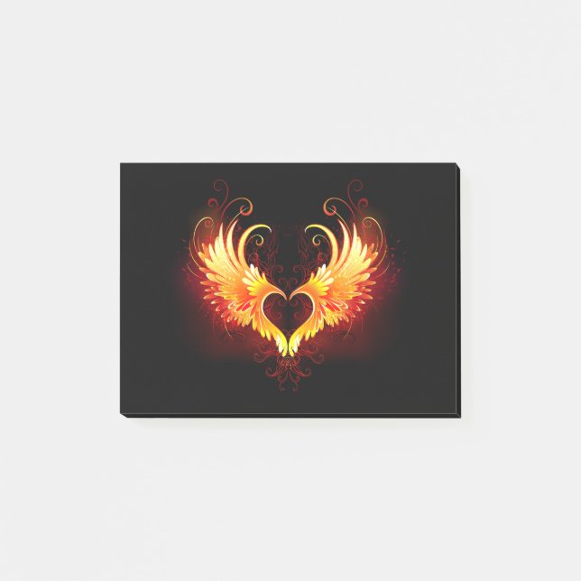 Angel Fire Heart with Wings Post-it Notes (Front)