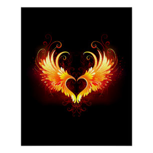 Angel Fire Heart with Wings Poster