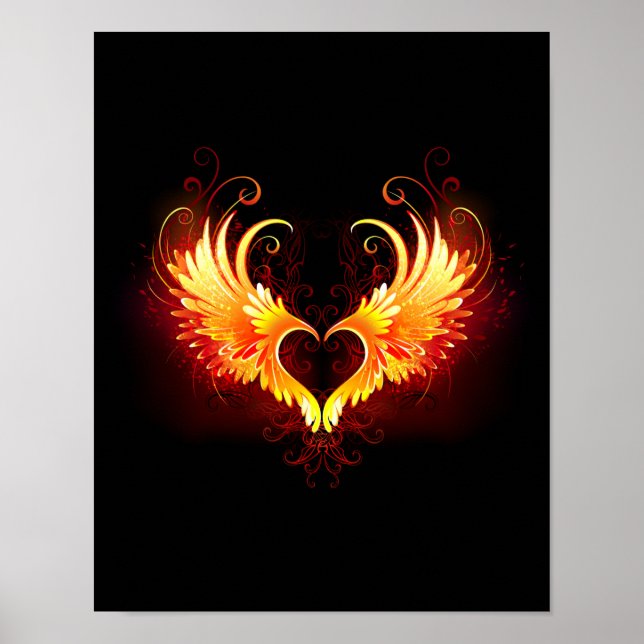 Angel Fire Heart with Wings Poster (Front)