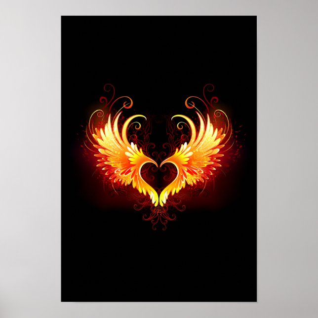 Angel Fire Heart with Wings Poster (Front)