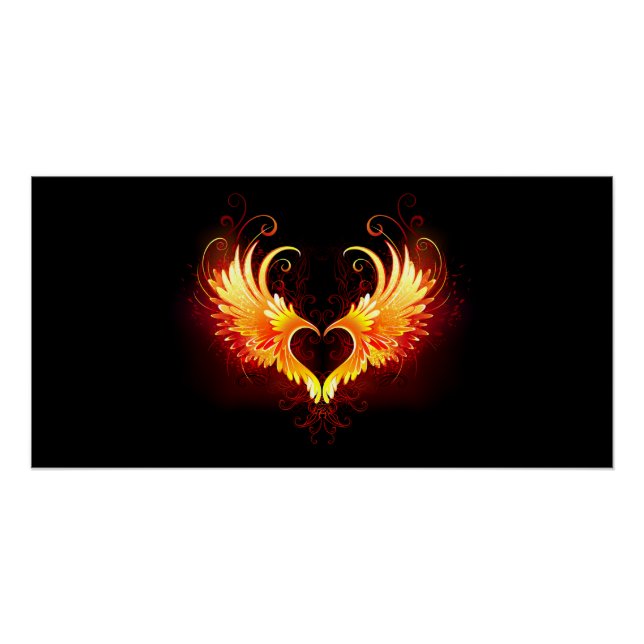 Angel Fire Heart with Wings Poster (Front)