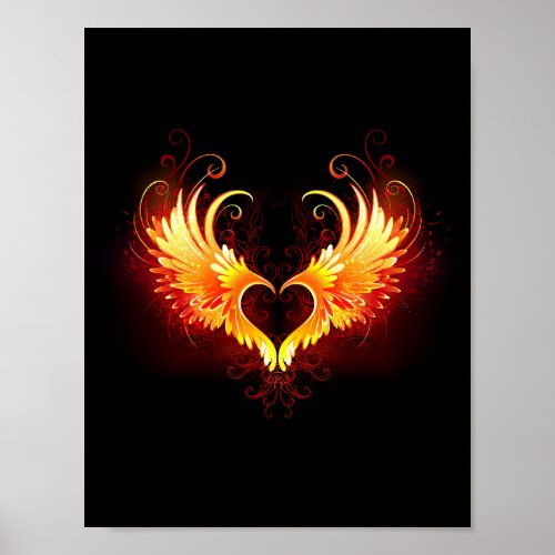 Angel Fire Heart with Wings Poster