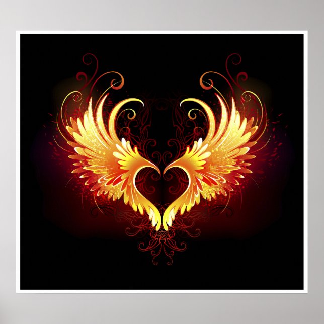 Angel Fire Heart with Wings Poster (Front)