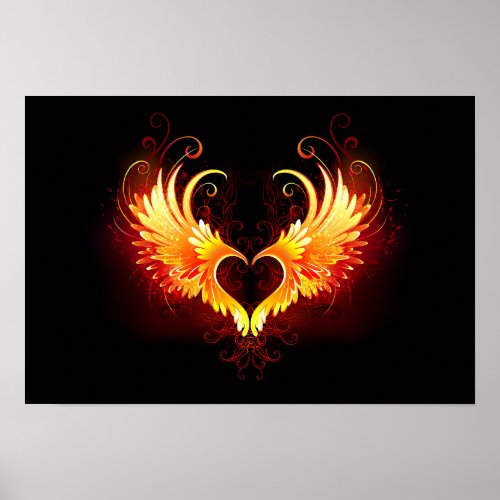 Angel Fire Heart with Wings Poster