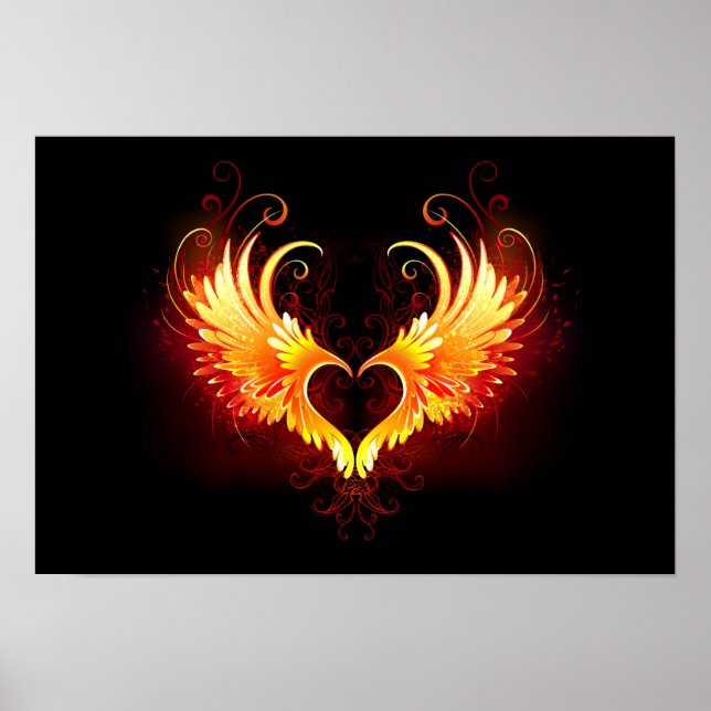 Angel Fire Heart with Wings Poster (Front)