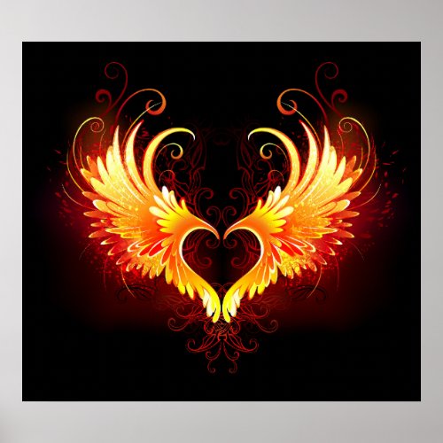 Angel Fire Heart with Wings Poster