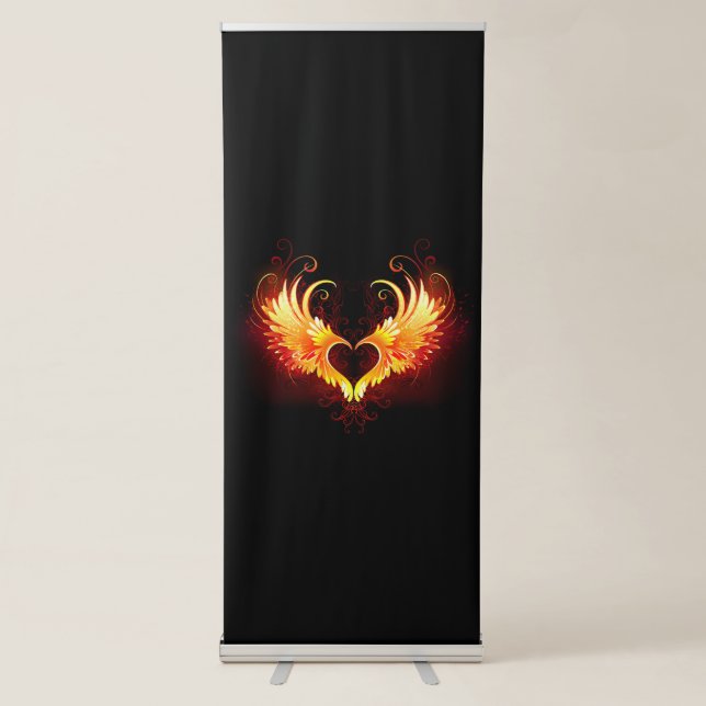 Angel Fire Heart with Wings Retractable Banner (Front)
