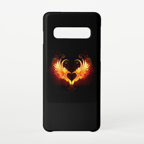 Angel Fire Heart with Wings Samsung Galaxy S10 Case