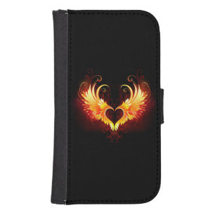 Angel Fire Heart with Wings Galaxy S4 Wallet Case