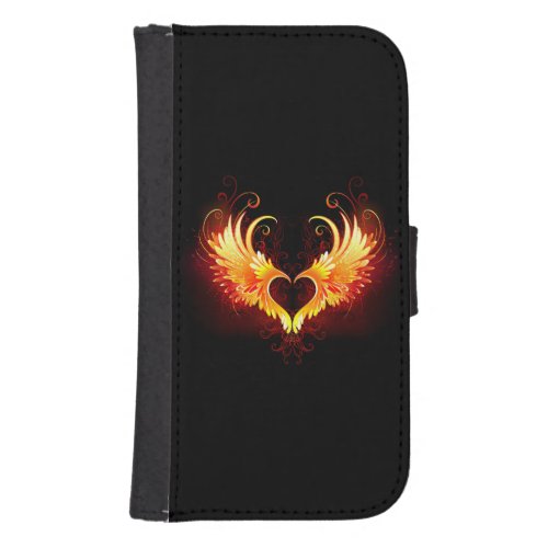 Angel Fire Heart with Wings Galaxy S4 Wallet Case