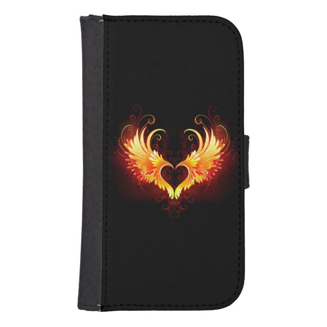 Angel Fire Heart with Wings Samsung Galaxy Wallet Case (Front)