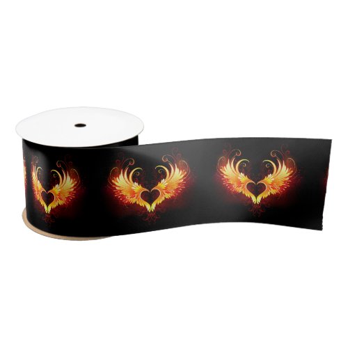 Angel Fire Heart with Wings Satin Ribbon