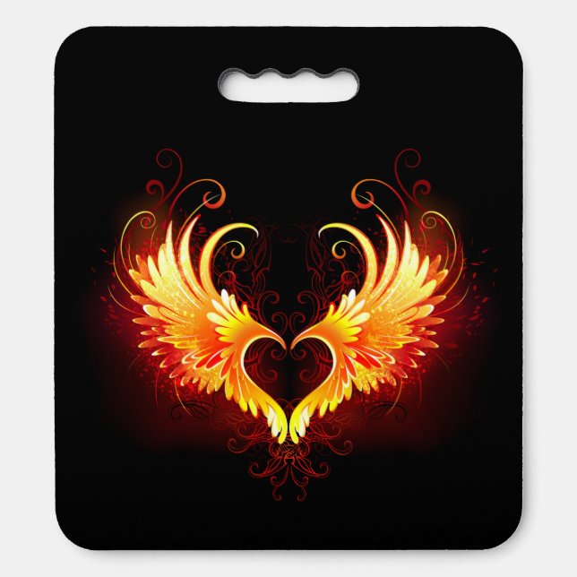 Angel Fire Heart with Wings Seat Cushion (Front Vertical)