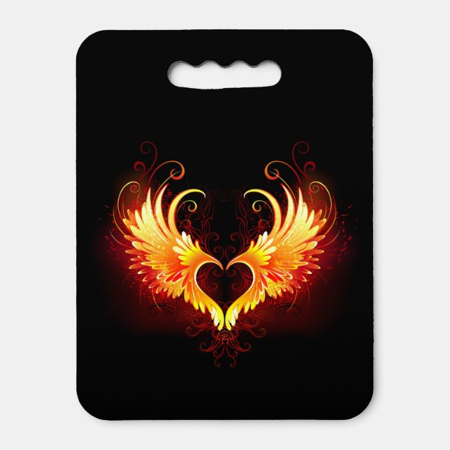 Angel Fire Heart with Wings Seat Cushion (Front Vertical)