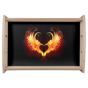 Angel Fire Heart with Wings Serving Tray