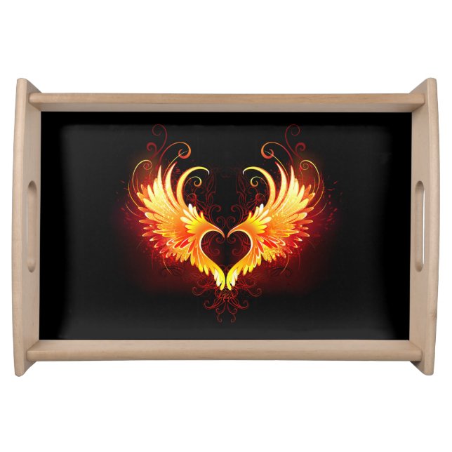 Angel Fire Heart with Wings Serving Tray (Front)
