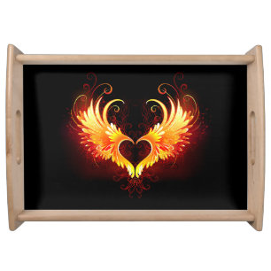 Angel Fire Heart with Wings Serving Tray